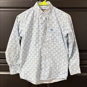 Wrangler Light Blue Paisley Button-Down Shirt